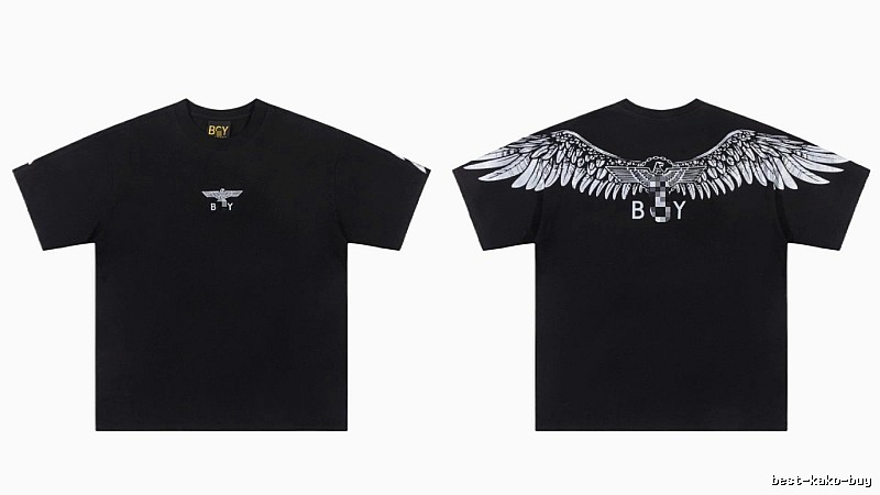 BOY Wing Print Street Style Black Short-sleeve T-shirt