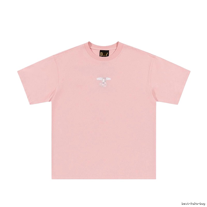 BOY Wing Print Street-style Pink Short Sleeve T-Shirt