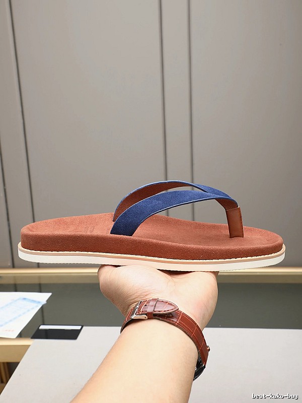 Brunello Cucinelli Casual Brown and Blue Thong Sandals