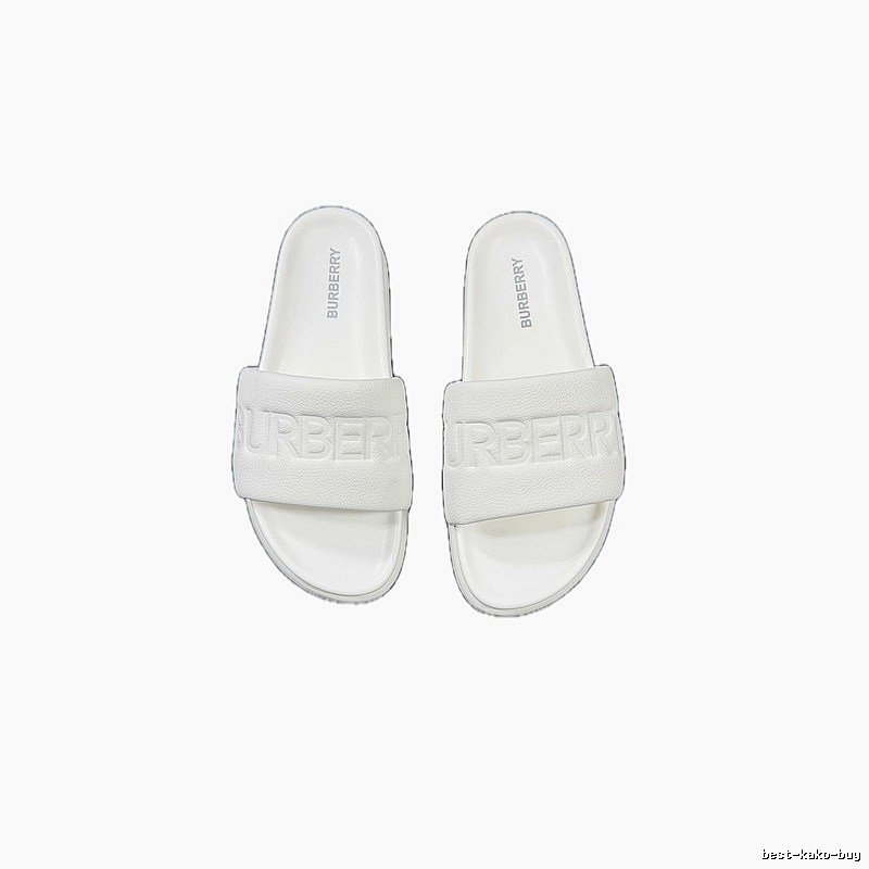 Burberry Embossed Minimalist Style White Slides