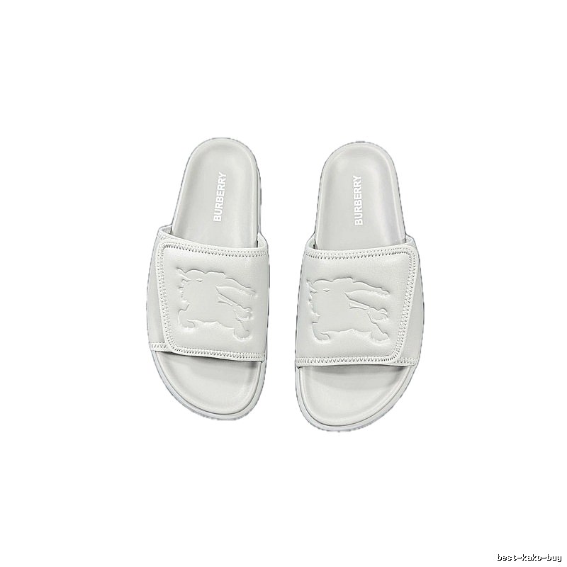 Burberry Equestrian Knight Collection Minimalist Style Light Grey Slide Sandals