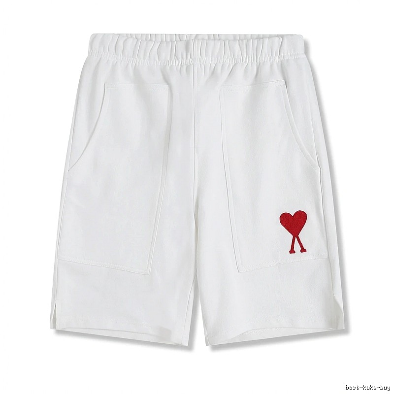 Casual white shorts with love embroidery