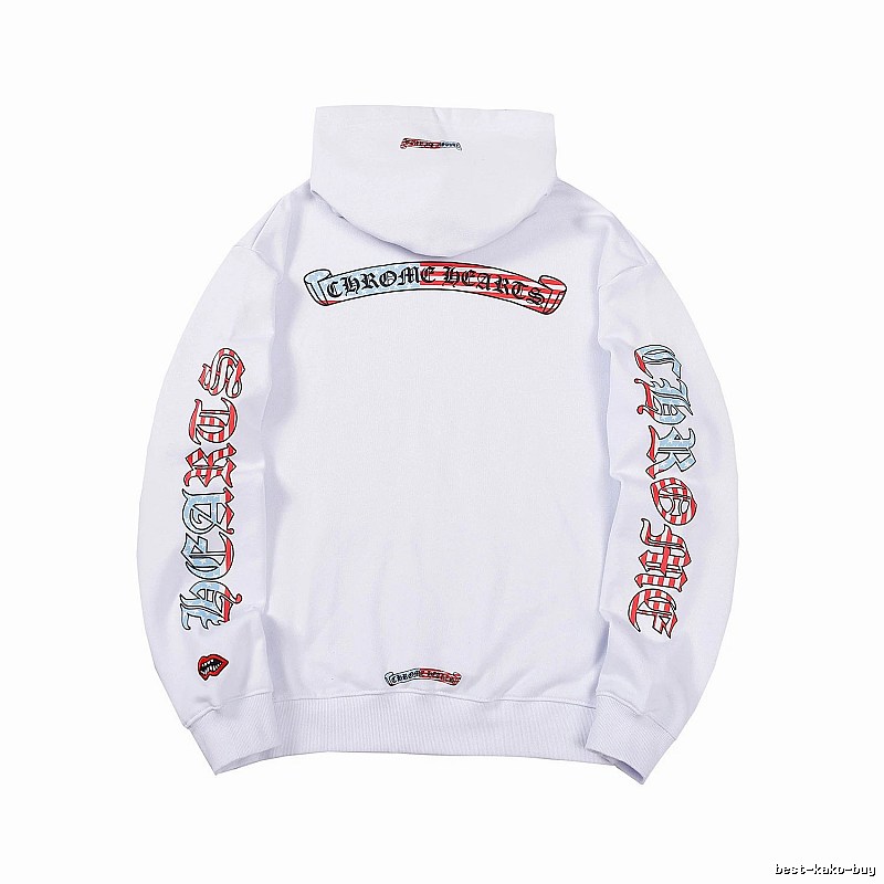 Chrome Hearts 2088-78 White Cross Graphic Hoodie Logo Detail