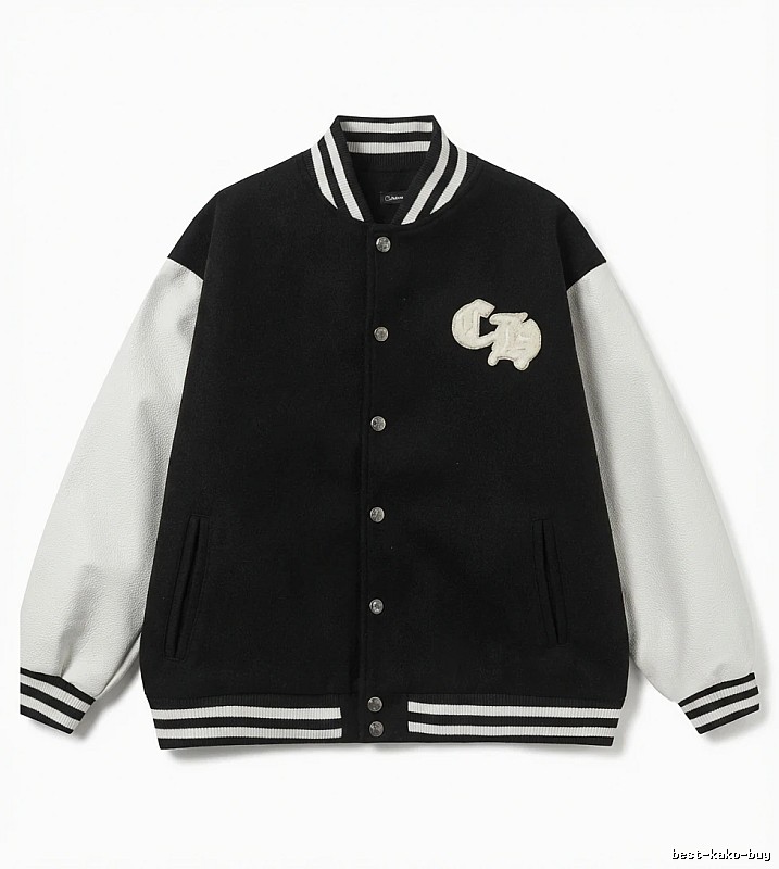 Chrome Hearts baseball jacket with black and white color blocking