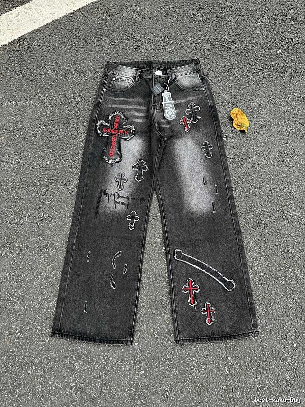 Chrome Hearts Black Wash Weekend Cross Graphic Jeans