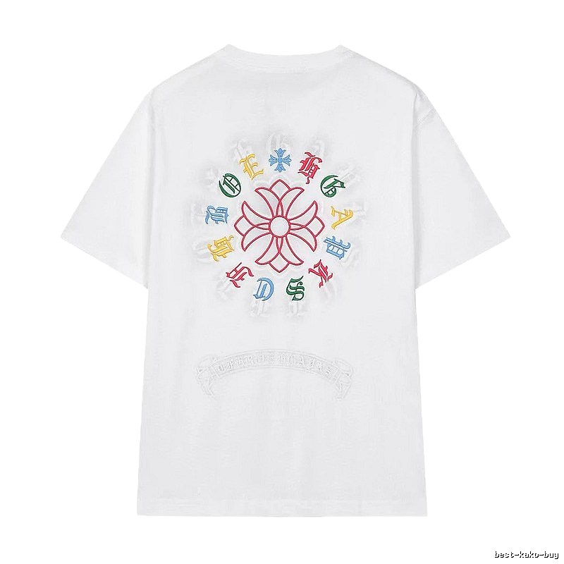 Chrome Hearts Colorful Embroidered Street Style White T-Shirt