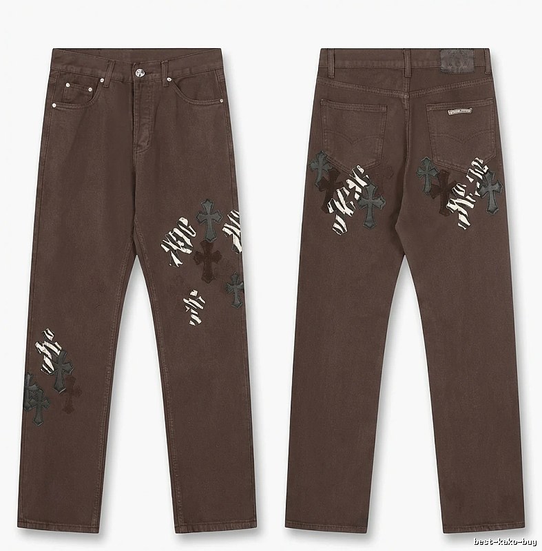 Chrome Hearts Cross Dark Style Brown Pants