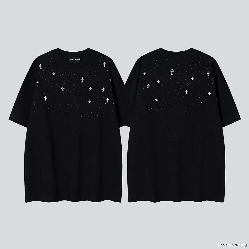 Chrome Hearts Cross Embroidered Street Style Black Short-sleeve T-shirt