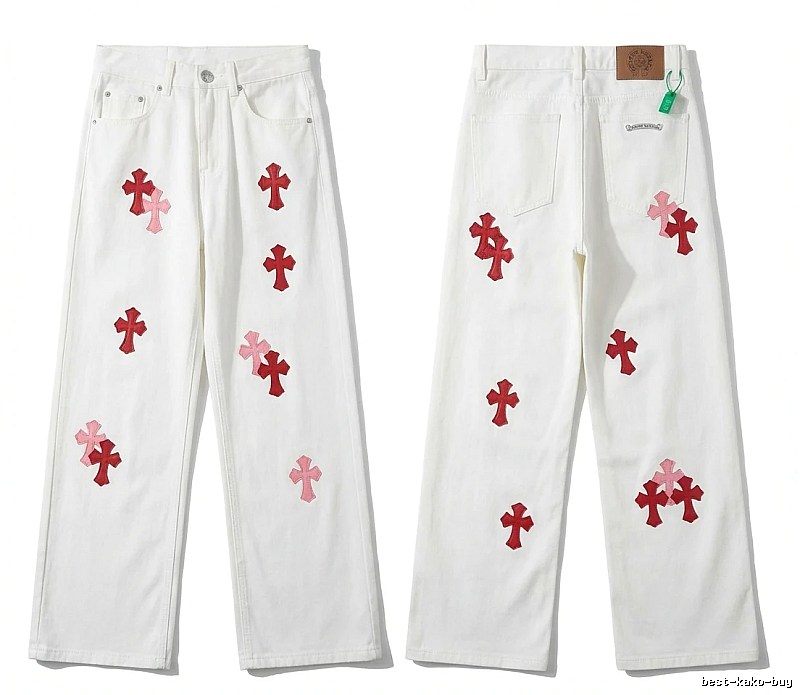 Chrome Hearts Cross Trendy and Cool White Jeans