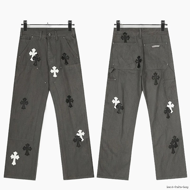 Chrome Hearts Cross Workwear Style Grey Pants