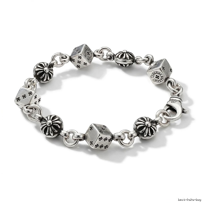Chrome Hearts Dice Retro Style Silver Bracelet