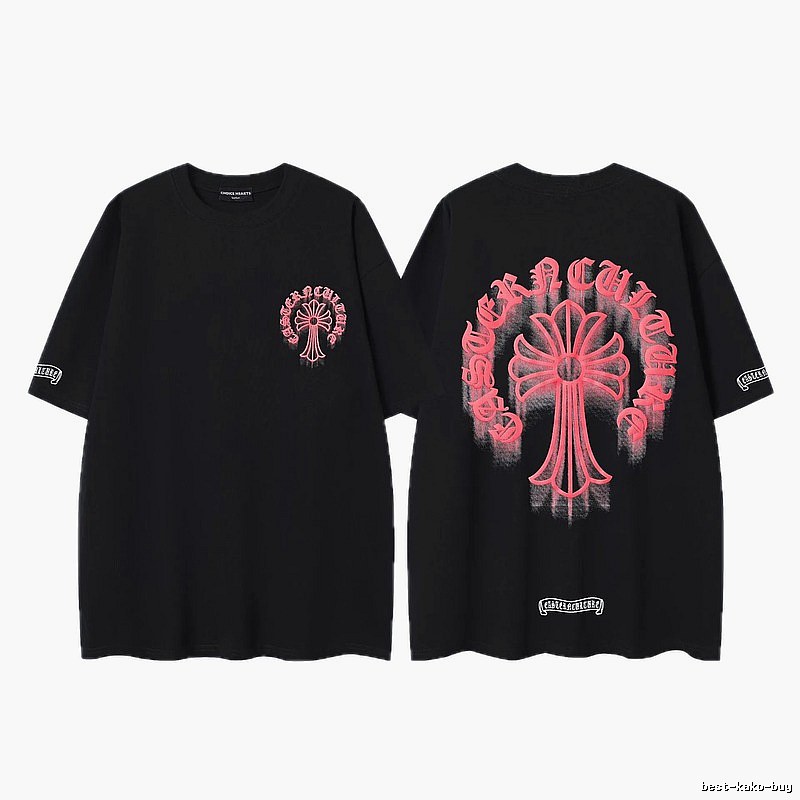 Chrome Hearts Gothic Style Cross Black Short Sleeve T-Shirt