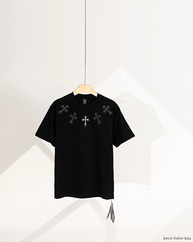 Chrome Hearts Gothic Style Cross Patch Black T-Shirt