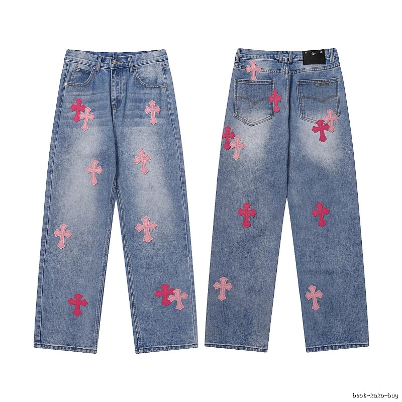 Chrome Hearts Patterned Graphic jeans Light Denim Jeans with Signature Styling
