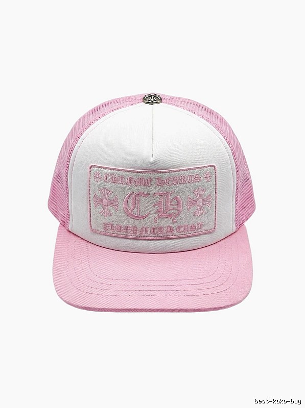 Chrome Hearts Pink and White Patchwork Trendy Hat