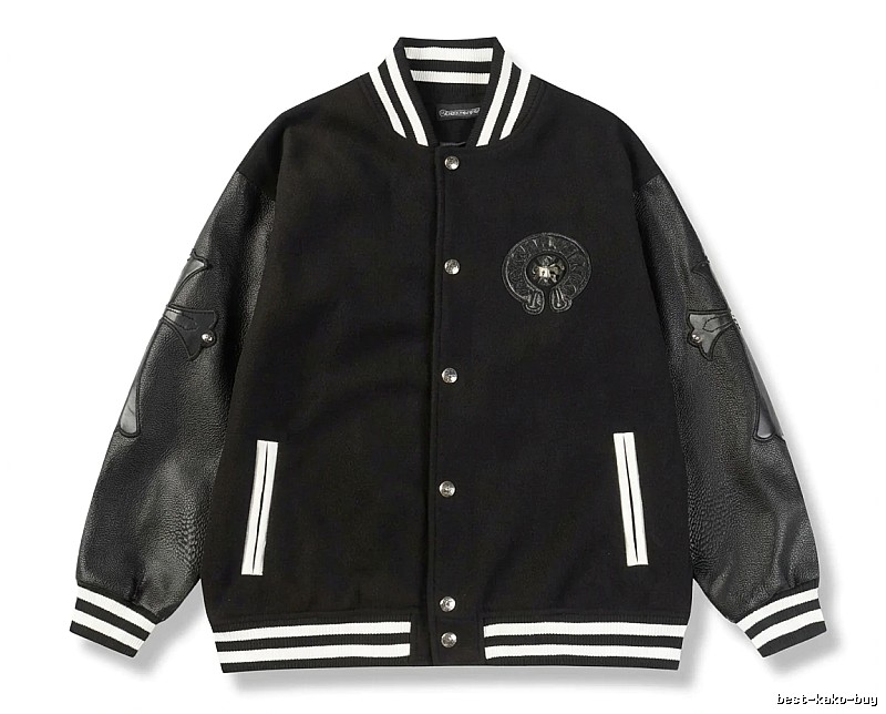 Chrome Hearts retro-style black baseball uniform.