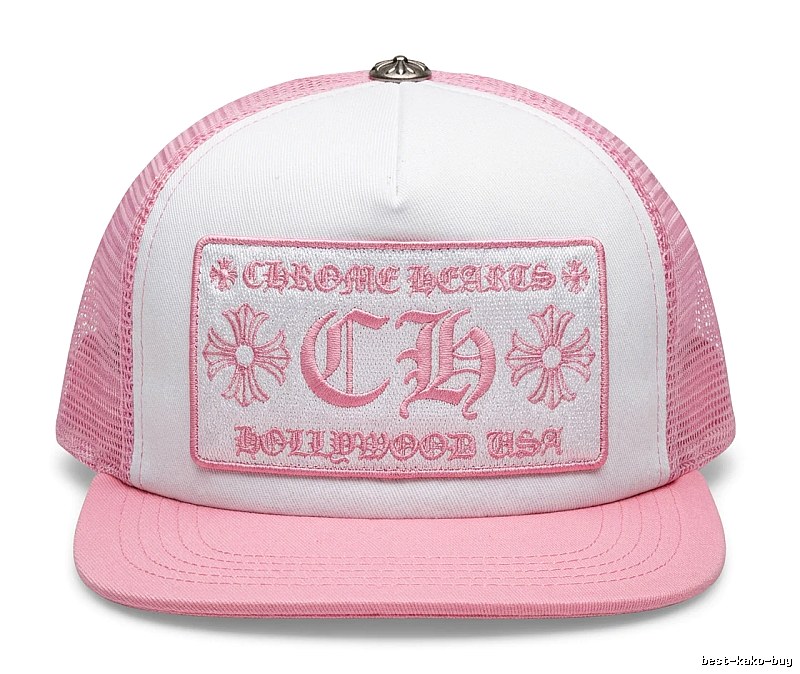 Chrome Hearts Retro Style Pink and White Hat