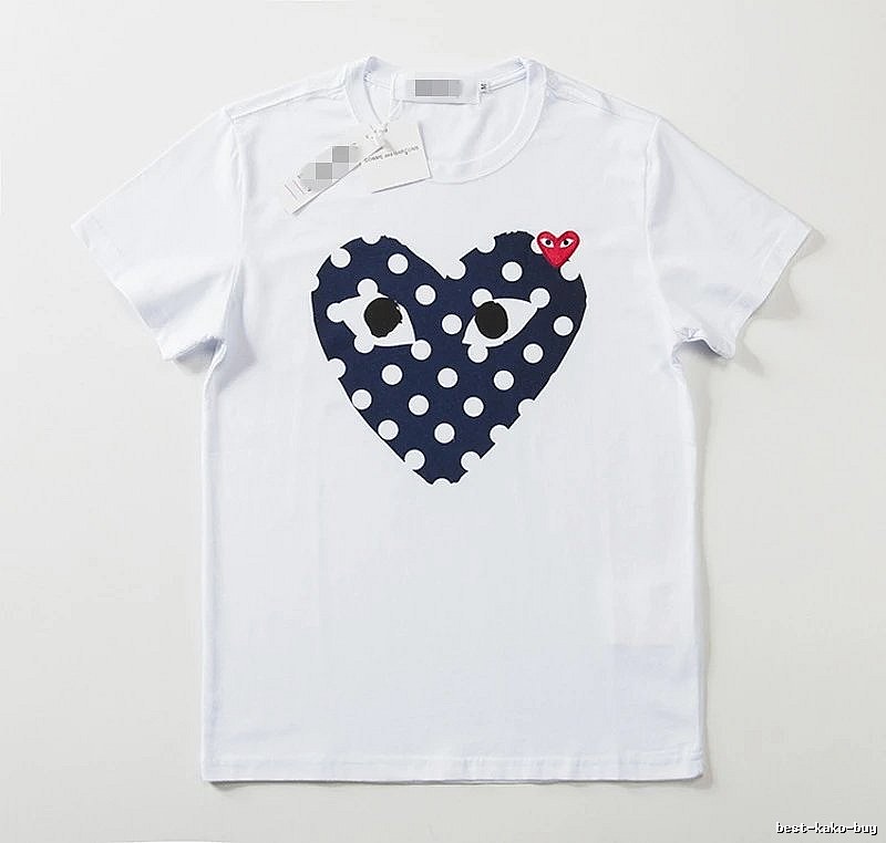 Comme des Garcons PLAY 2021-17 Blue Style 2117 Heart Logo T-Shirt Weekend Wear