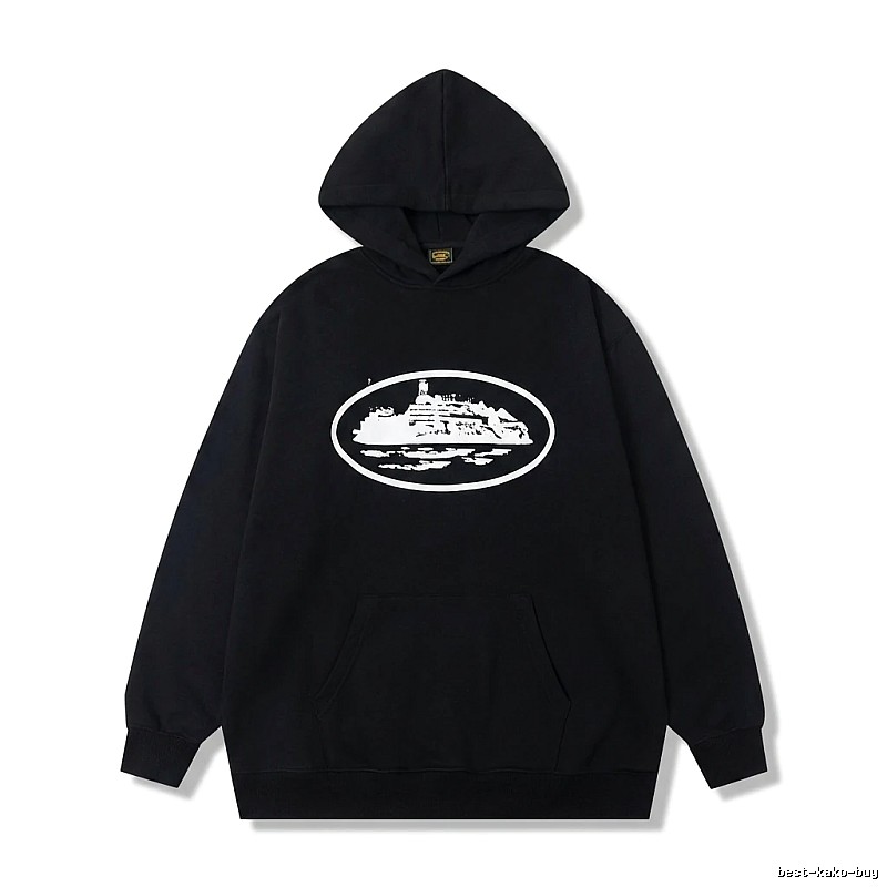 Corteiz black minimalist style hoodie