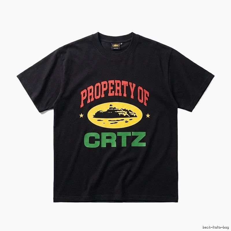 Corteiz Black "PROPERTY OF" Streetwear Short-sleeve Shirt
