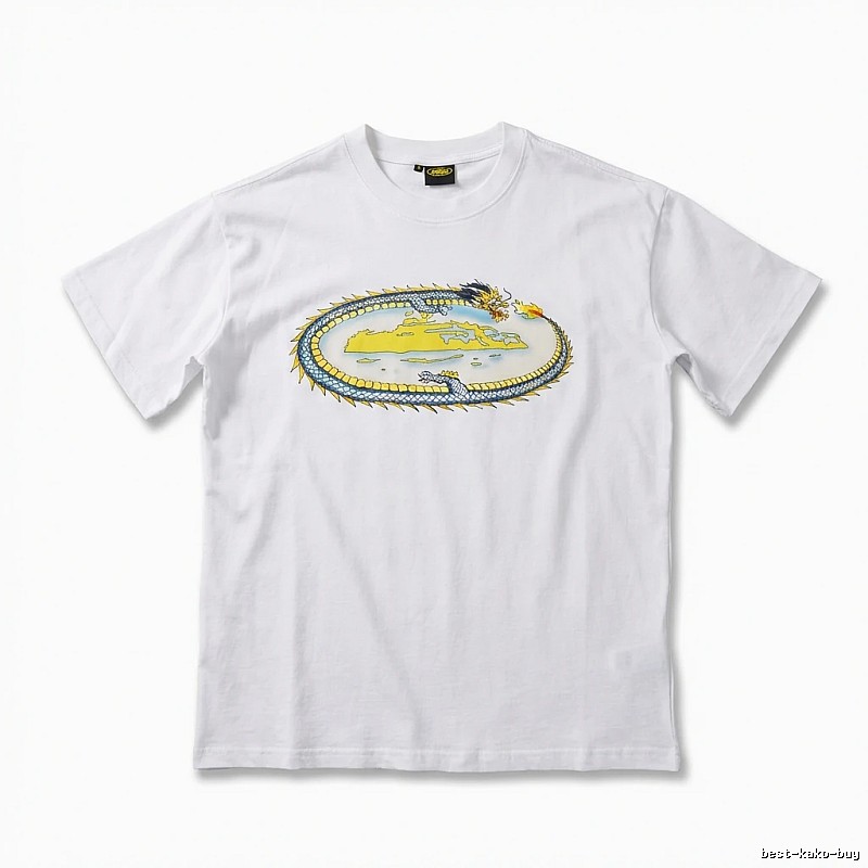 Corteiz Dragon Pattern Trendy White T-shirt