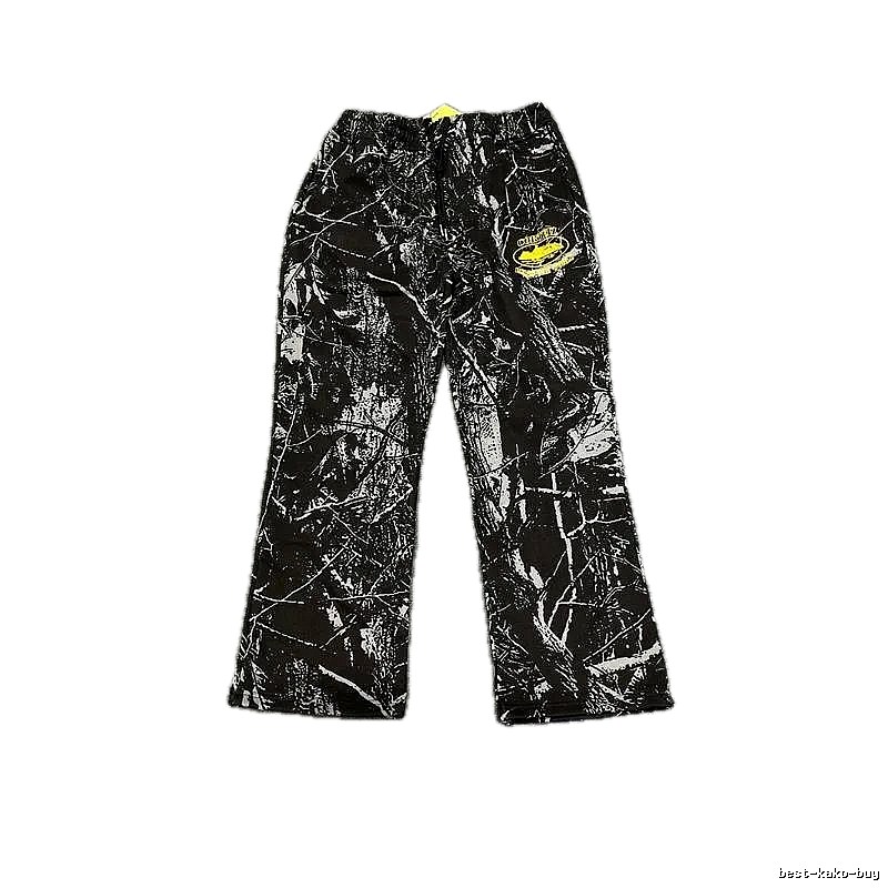 Corteiz graffiti-style black long trousers