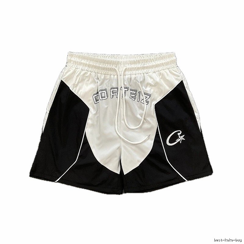 Corteiz Letter Print Street Style Black and White Sports Shorts