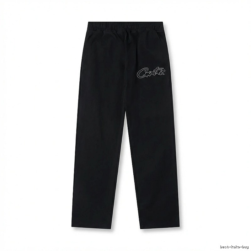 Corteiz minimalist style black long trousers