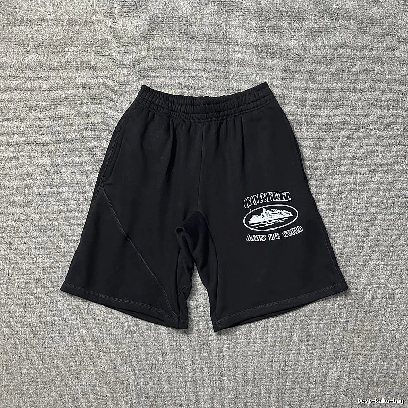 Corteiz retro-style black shorts