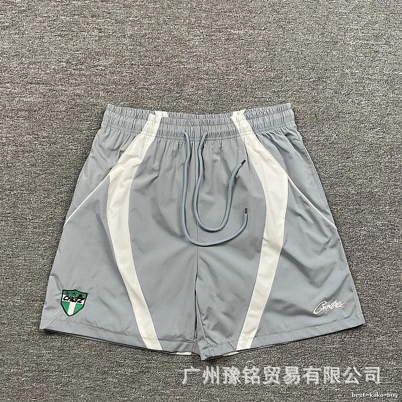 Corteiz Shield Logo Street Style Light Gray Athletic Shorts