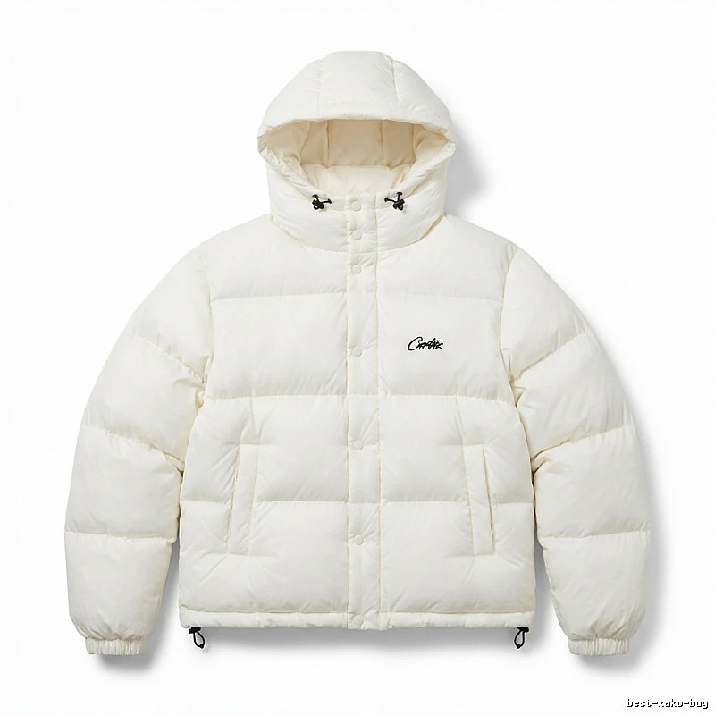 Corteiz trendy brand simple style white cotton-padded coat