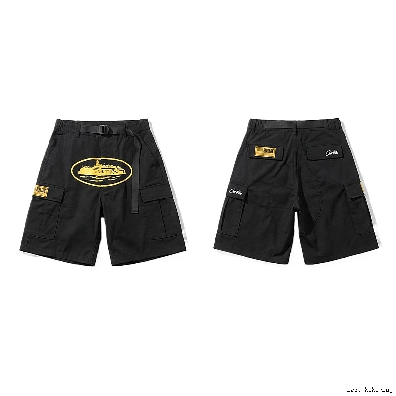 Corteiz workwear-style black shorts