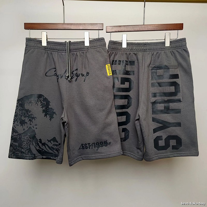 COUGH SYRUP Printed Street Style Grey Shorts