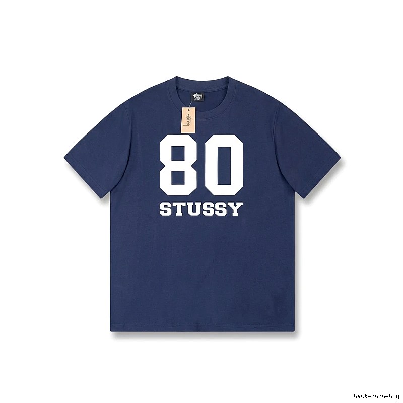 Deep blue T-shirt with Stussy digital printing