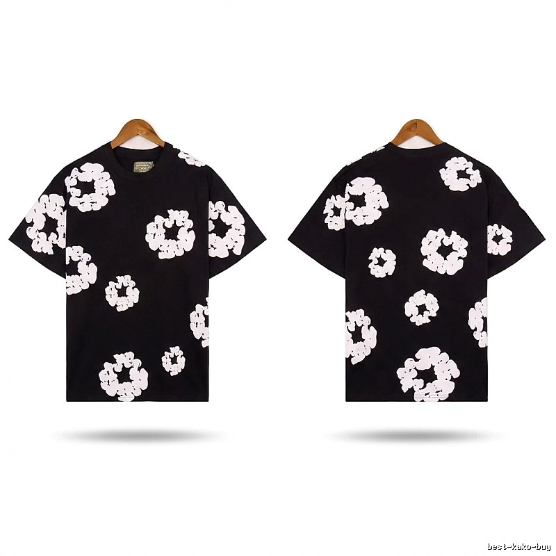 DENIM TEARS Black and White Retro Short-sleeve Shirt