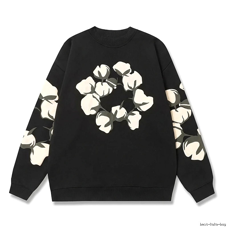 DENIM TEARS Cotton Printed Black Sweatshirt