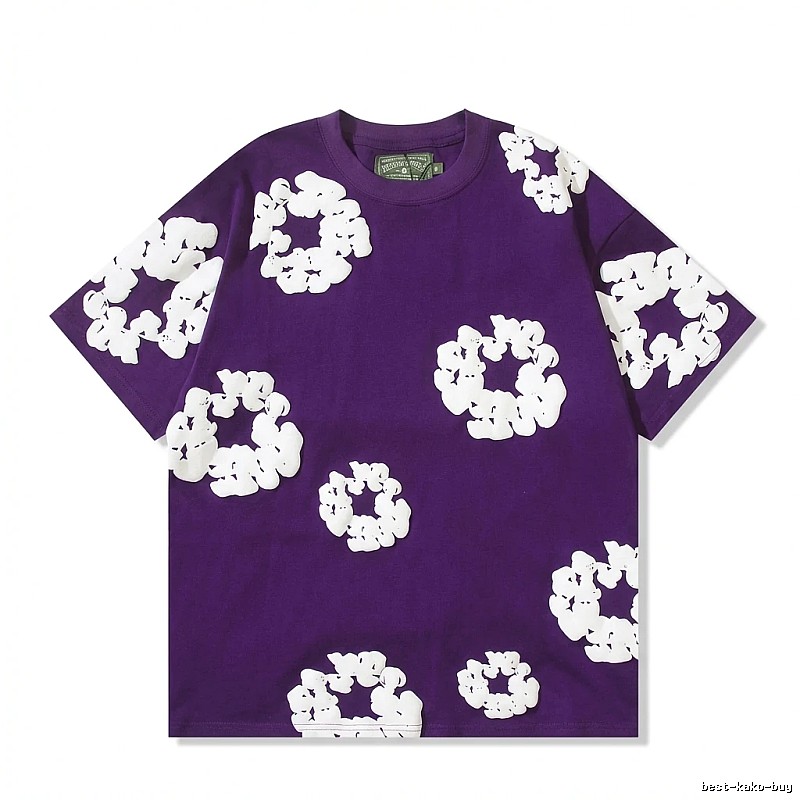 DENIM TEARS Floral Style Purple T-shirt