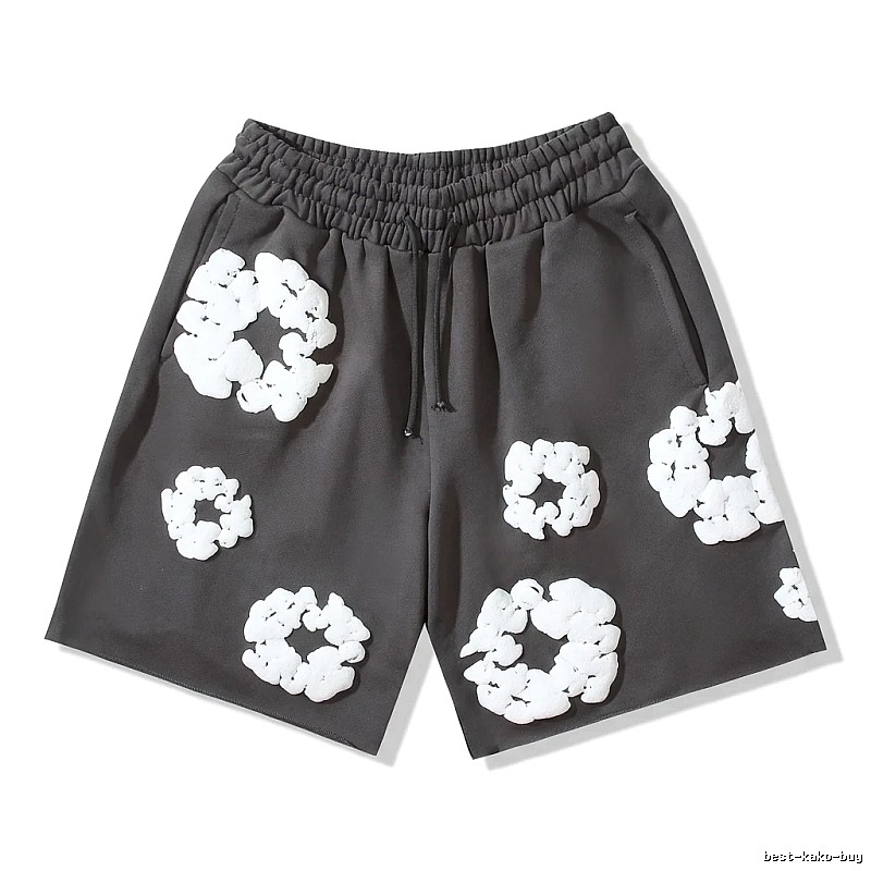 DENIM TEARS Flower Style Black Shorts