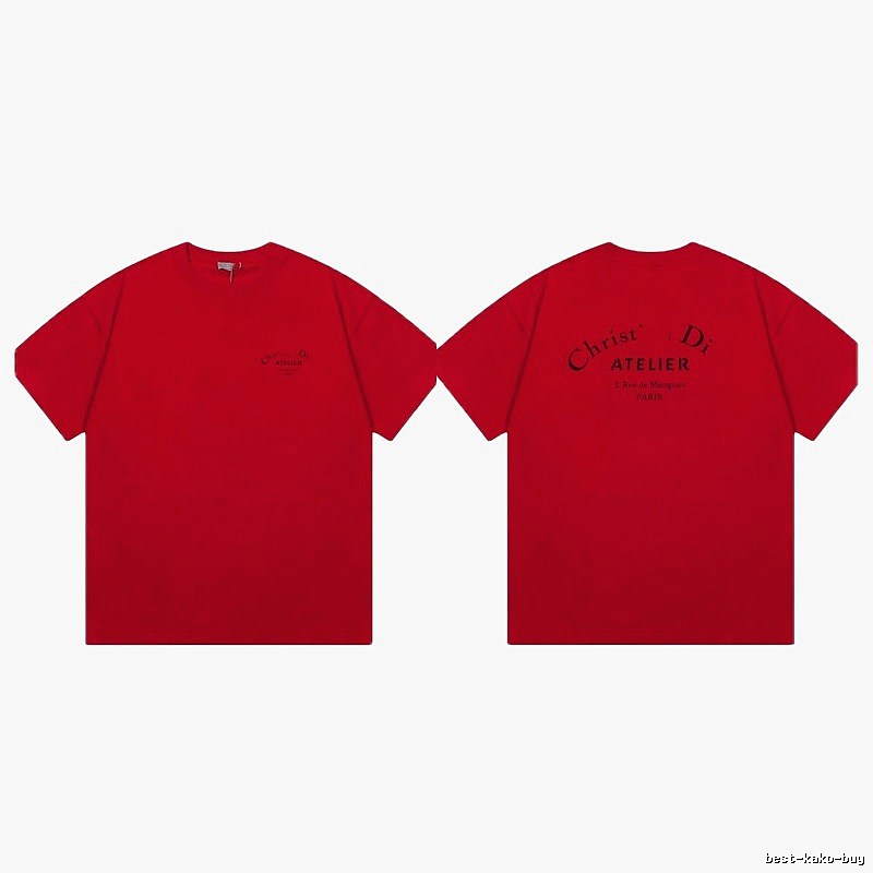 Dior Atelier Minimalist Style True Red Short-sleeve T-shirt