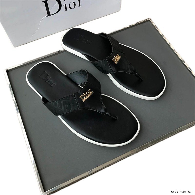 Dior Classic Light Luxury Style Black Flip-flops