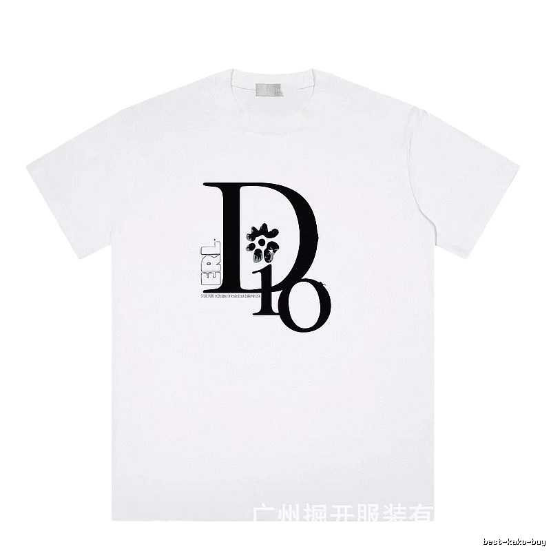 Dior Co-branded Trendy Style Printed White T-Shirt