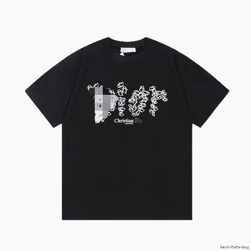 Dior Cool & Trendy Style Printed Black Short-sleeve T-shirt