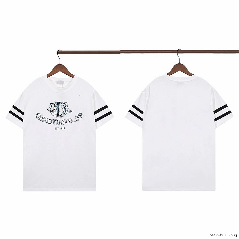 Dior Embroidered Collection Vintage Style White Short-sleeve T-shirt