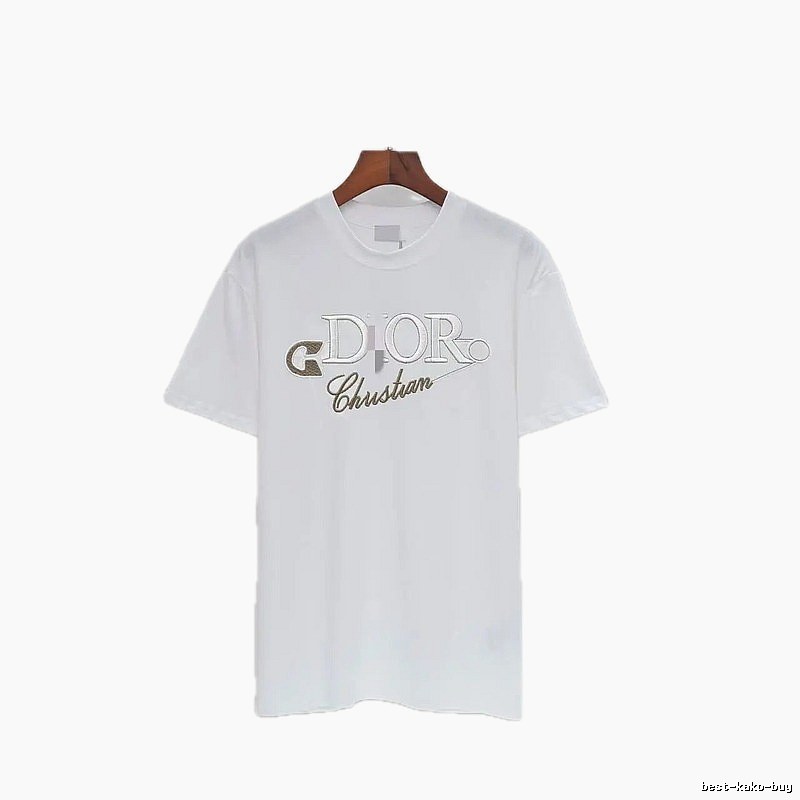 Dior Embroidered Light Luxury Style White Short-sleeve T-shirt