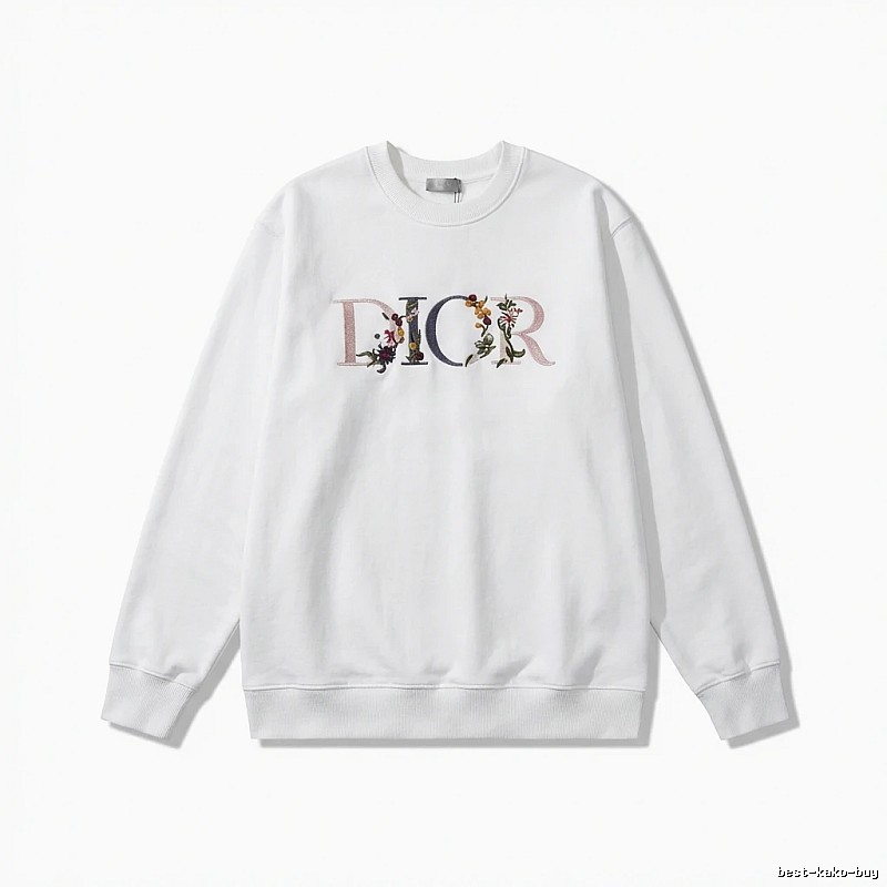 Dior floral embroidery style white sweatshirt