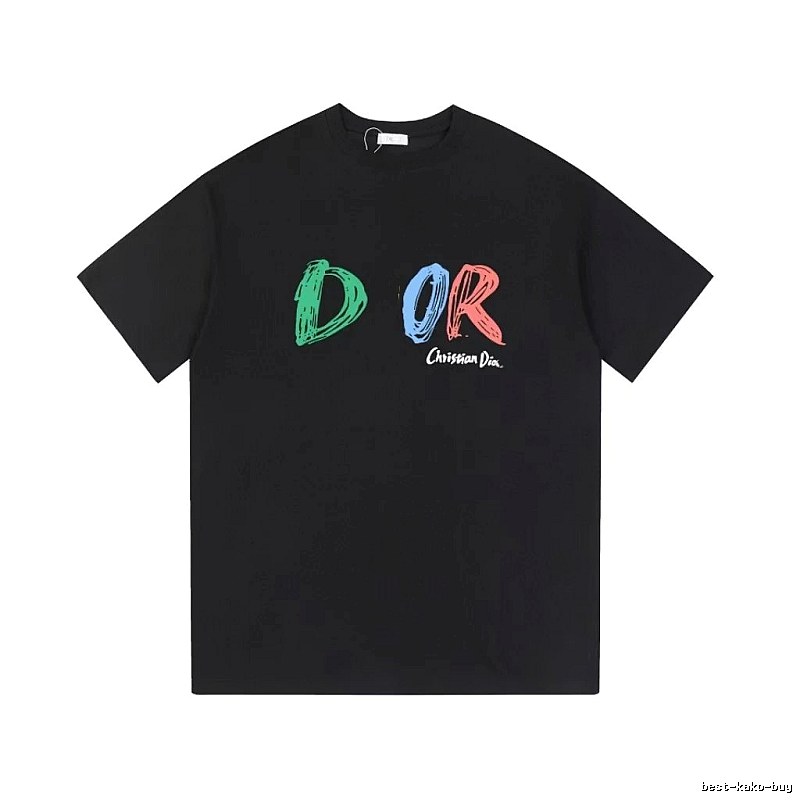 Dior Graffiti Collection Edgy Trendy Style Black Short-sleeve T-shirt