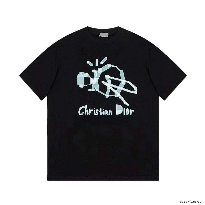 Dior Graffiti Street Style Black Short-sleeve T-shirt
