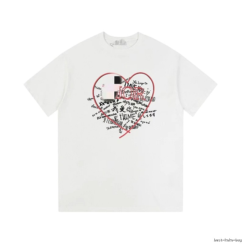 Dior Heart Graffiti Trendy Style White T-Shirt