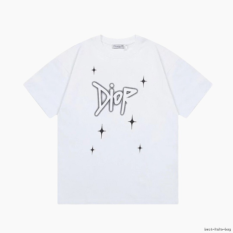 Dior Starburst Graffiti Street Style White Short-sleeve T-shirt