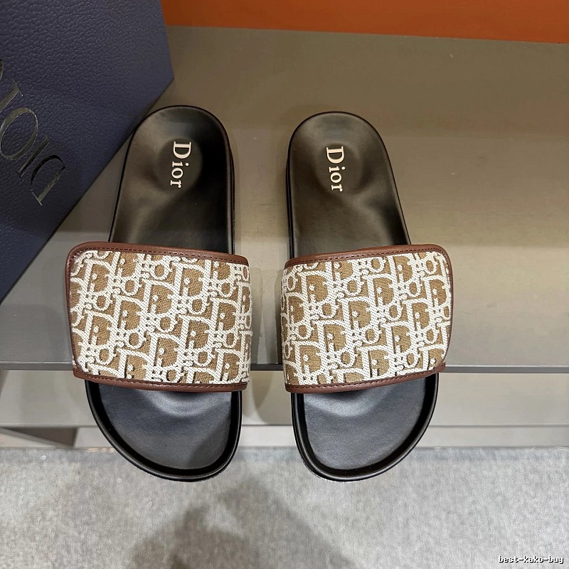Dior Vintage-style Monogram Brown and Black Slide Sandals